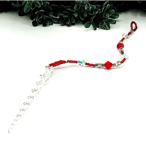 Beaded Suncatcher Ornament With Icicle Pendant and Crystal Beads - Picture 1 of 4